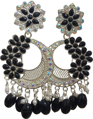 Loknathmetal Black001 Agate Alloy Chandbali Earring