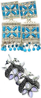 Hernger traders Earring-Box-008_01 & Mor_Kundan_Purple_04 Cubic Zirconia Alloy Earring Set