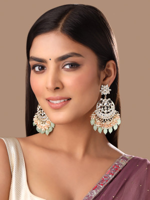 YELLOW CHIMES Earrings for Women and Girls Traditional Kundan Chandbali Beads Metal Drops & Danglers