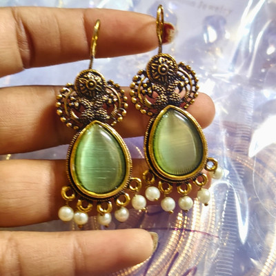 Ratnajori Black Colour German Silver Oxidised Pearl Earring Pearl Alloy, Brass Drops & Danglers, Earring Set, Plug Earring
