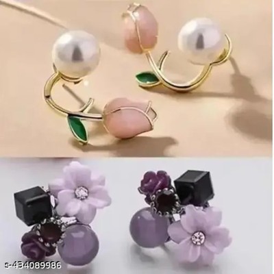 FFSTYLE Korean Cute Combo Earring Set For New Trend Best Collection For Women & Girls Alloy Drops & Danglers