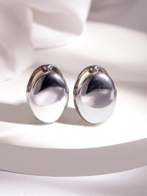 Rubans Voguish Rubans Voguish Silver-Plated Oval Studs Earrings Brass Stud Earring