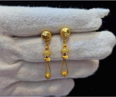 Ansh Enterpris 2 gram gold Temple Earrings sui dhaga Crystal Brass Stud Earring