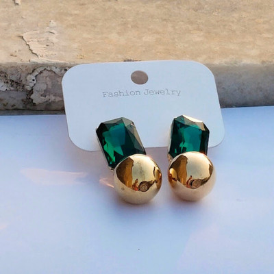 Gosha Fashions Korean Drop Earrings with Emerald Green Stone & Gold finish ball Crystal Alloy Stud Earring, Drops & Danglers