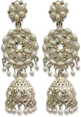 shubham jewels WHITE JHUMKA Alloy Drops & Danglers