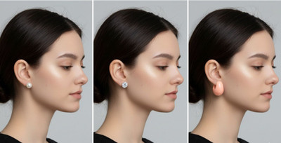 Fashion Didi Combo Earrings Set (Pearl Stud, Crystal Flower Stud & Turquoise Hoop) Alloy, Plastic Earring Set