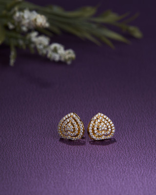 Opal Touch Gilded Elegance Opal Studs Cubic Zirconia Brass Stud Earring