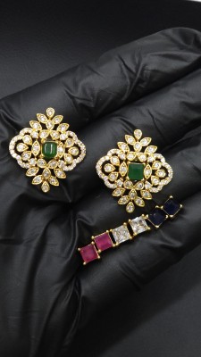 SNEH CREATIONS SNH creations Trending Cz Colour Changeable Studs for women and girl Cubic Zirconia Brass Stud Earring