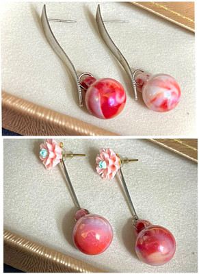 MONKDECOR Allure Pearly Drop Earring For Girls & Women, Pack of 2 Alloy Drops & Danglers