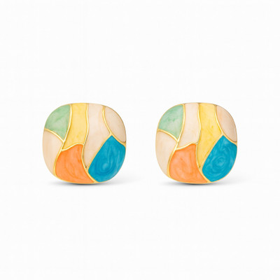 ORUKA Square Shape Korean Earrings Beads Alloy Stud Earring