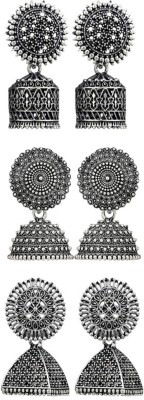 Thrillz Earrings For Women Floral Jhumki Earrings For Women Girls Jewellery Pack of 3 Brass Jhumki Earring