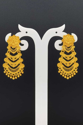 HF jewels Traditional Gold-Tone Floral & Layered Chandbali Earrings for Women Brass Chandbali Earring, Jhumki Earring