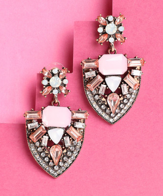 SOHI Multi Colour Stones Statement Drop Earrings Alloy Drops & Danglers