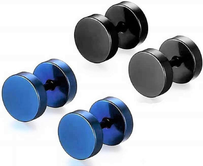 Shashank Soul FK-StudBlueBlack Cubic Zirconia Copper, Brass, Stainless Steel Stud Earring