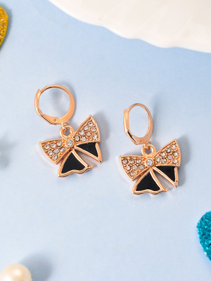 Silvermerc Designs Silvermerc Designs Rose Gold-Plated American Diamond Bow Studded Drop Earrings Cubic Zirconia Brass Drops & Danglers