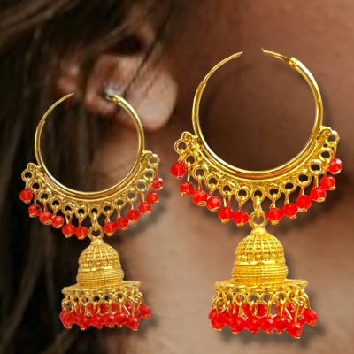 ZHhouse Big size red stone bali Earrings Stone, Copper Earring Set