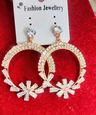 Epshitacreation round jhumkas wedding party Crystal, Diamond Metal Jhumki Earring Brass Earring Set