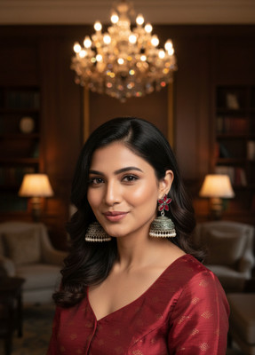 GDNC Jhumka red Alloy, Stone Jhumki Earring