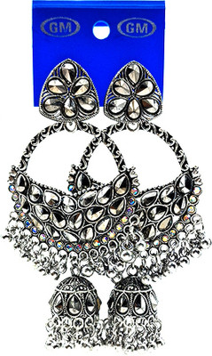 REQUANCE Oxidized Chandbali Jhumka Metal Drops & Danglers