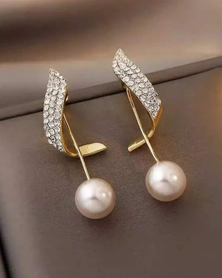 Jewellsmile Gold Plated Pearl Earrings Copper Hoop Earring