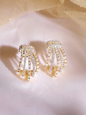 RUBANS Rubans 22K Gold plated Baguette Crystal Zirconia Exquisite Demi-Fine Earrings Brass Hoop Earring