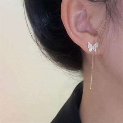 Solis Sarah Solis Sarah Sparkling Butterfly Dangler Earring Stainless Steel Stud Earring