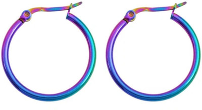COMMON ETAIL Sterling Multicoloured Hoop Hypoallergenic Earrings for Men And Women Stainless Steel Hoop Earring