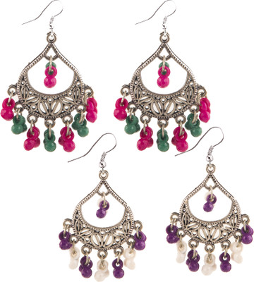 Jamleen Gallery Ethnic Beaded Dangler Earrings Combo for Women (Pack of 2) Alloy Jhumki Earring