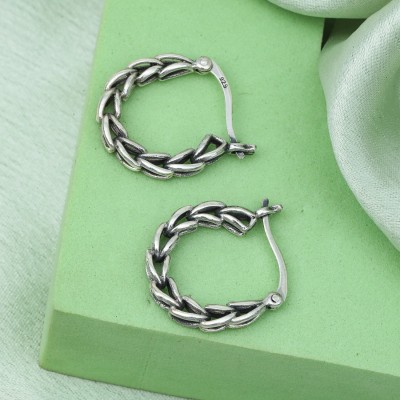 Maira Lightweight Antique Bali 925 Sterling Silver Hoop Earring