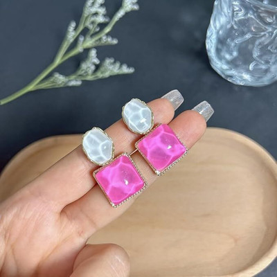 MAHADEV CREATION Korean square Earrings Crystal Alloy Stud Earring