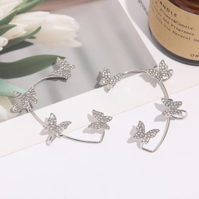 Vembley Korean Silver-plated No Piercing Butterfly Crawler Ear Cuff Earrings 2Pcs/Set Alloy Cuff Earring