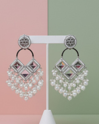 DHVANI Crystal Charm Earrings Cubic Zirconia Alloy Chandbali Earring