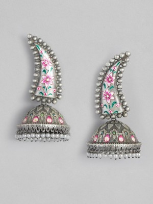 Sangria Oxidised Paint Work Dome Shaped Jhumkas Metal Jhumki Earring