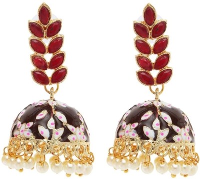 ANIX JEWLRY Leaf meenakari jhumka earring for girls and women Beads Brass Jhumki Earring