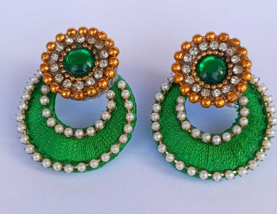 Nidhi World of Creation Silk Dori Acrylic Earring Set