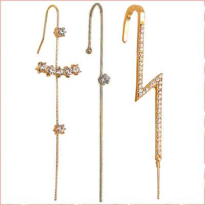 Zaphariq Pack Of 2 Studded Butterfly and Thunderbolt Ear Cuff For Women And Girls Cubic Zirconia Alloy Cuff Earring