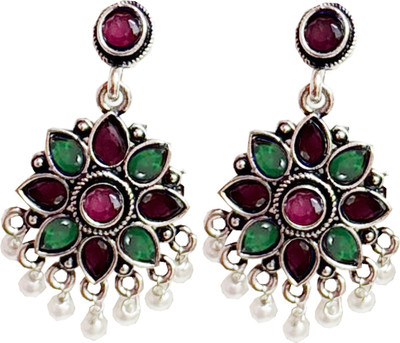 Gleefolks Traditional Classic Stylish Stone Earrings Metal Drops & Danglers