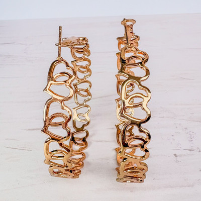 brybella Trendy Rose Gold Open Heart Hoop Earring Alloy Hoop Earring