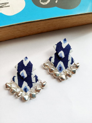 Tanu Women's Handmade Trendy Beads Fabric Base Stud Earring with Ghungroo Fabric Stud Earring