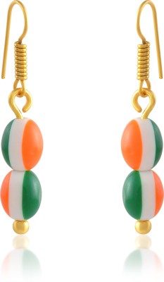 MissMister Acrylic Bead Tri colour patriotic Tiranga Ear rings Brass Hoop Earring