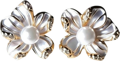 Tachyon Flower Pearl Earrings Zircon Alloy Stud Earring