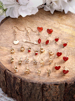 Scintillare by Sukkhi Delicate Gold Plated Multicolor Crystals Geometric Studs Dangler Combo Earring Alloy Stud Earring