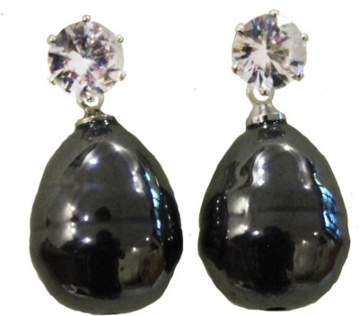 La Belleza Pearl Drop Dangler (Black) Crystal Alloy Stud Earring