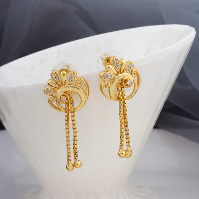 dearknot Traditional Earrings For Women And Girls Cubic Zirconia Brass Stud Earring