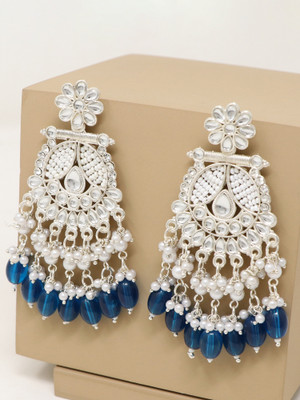 BELWICK Traditional Chandbali Kundan Pearl Beads Alloy Earring Set