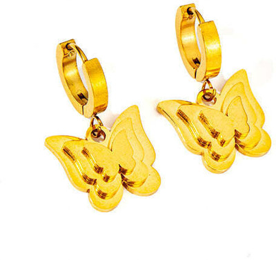 Diving Swan Tara Double Butterfly Drops - Gold Stainless Steel Drops & Danglers