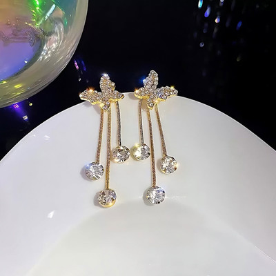 Fashion Fusion Butterfly Inspired Korean Cubic Zirconia Brass Drops & Danglers