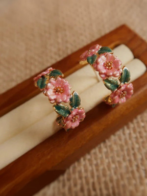 BLINGEE Hoop Flower earrings Korean Earrings For Women Girls Western Fashion Earring Alloy Stud Earring
