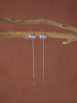 CLARA Ball Cubic Zirconia Sterling Silver Ear Thread