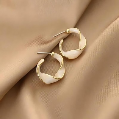 Mystic Jewels Korean Twisted Earrings for Women & Girls, Jewellery for Women Metal Hoop Earring